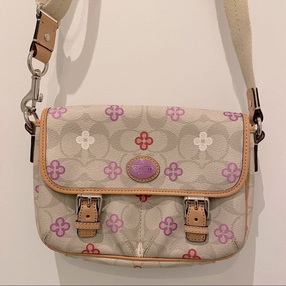 Coach leather floral crossbody bag NWOT